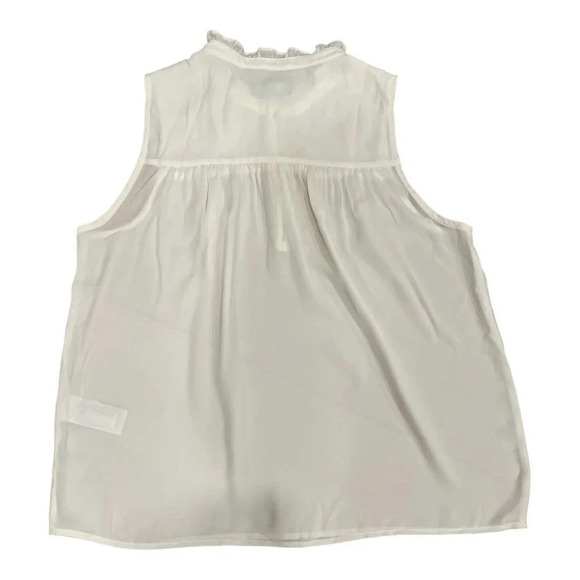 J.Crew Ivory Sleeveless Button Front Ruffle Neck Popover Top - Picture 4 of 6